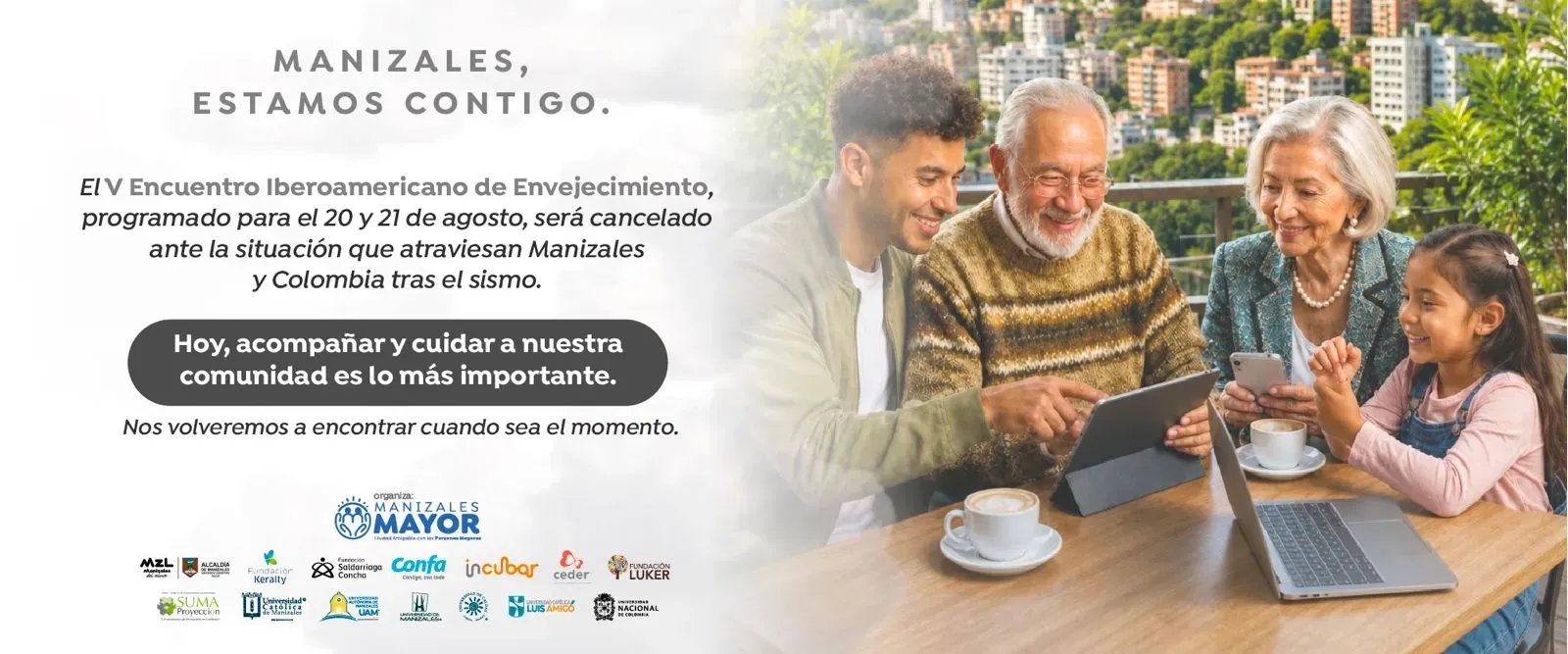 Familia compuesta por dos adultos mayores, una niña y un jóven